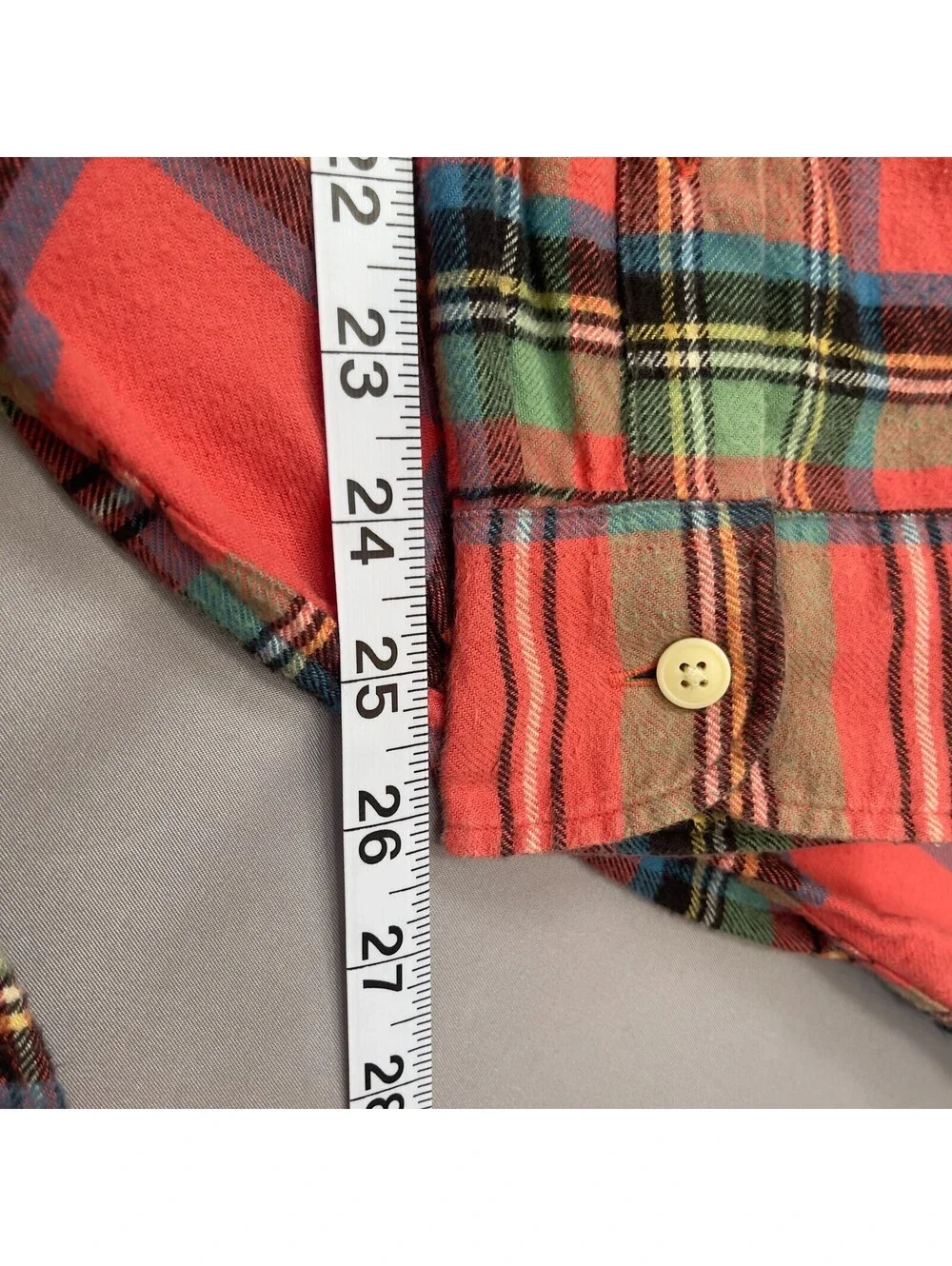 J. Crew Mens Red Plaid Flannel Shirt Large Long Sleeve